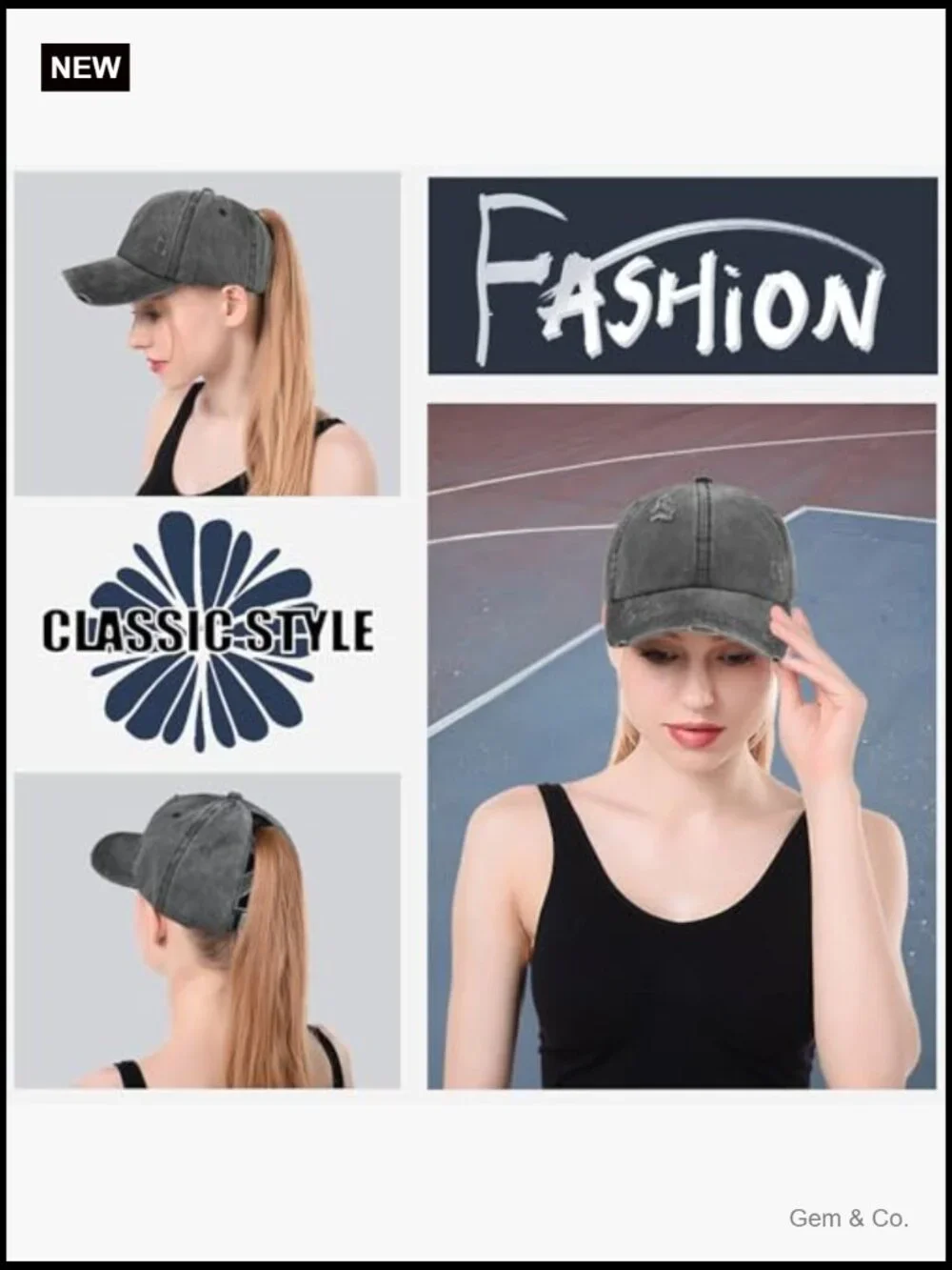 Women's Ponytail Baseball Cap Criss Cross Adjustable Buns Cotton Hat